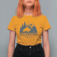 Yellowstone Bison Toss Est 2026 T Shirt For Women Funny Sarcastic Tourist National Park Badge Graphic