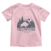 Yellowstone Bison Toss Est 2026 Toddler T Shirt Funny Sarcastic Tourist National Park Badge Graphic