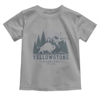 Yellowstone Bison Toss Est 2026 Toddler T Shirt Funny Sarcastic Tourist National Park Badge Graphic