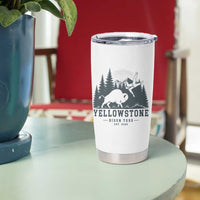 Yellowstone Bison Toss Est 2026 Tumbler Cup Funny Sarcastic Tourist National Park Badge Graphic