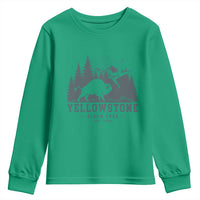 Yellowstone Bison Toss Est 2026 Youth Sweatshirt Funny Sarcastic Tourist National Park Badge Graphic