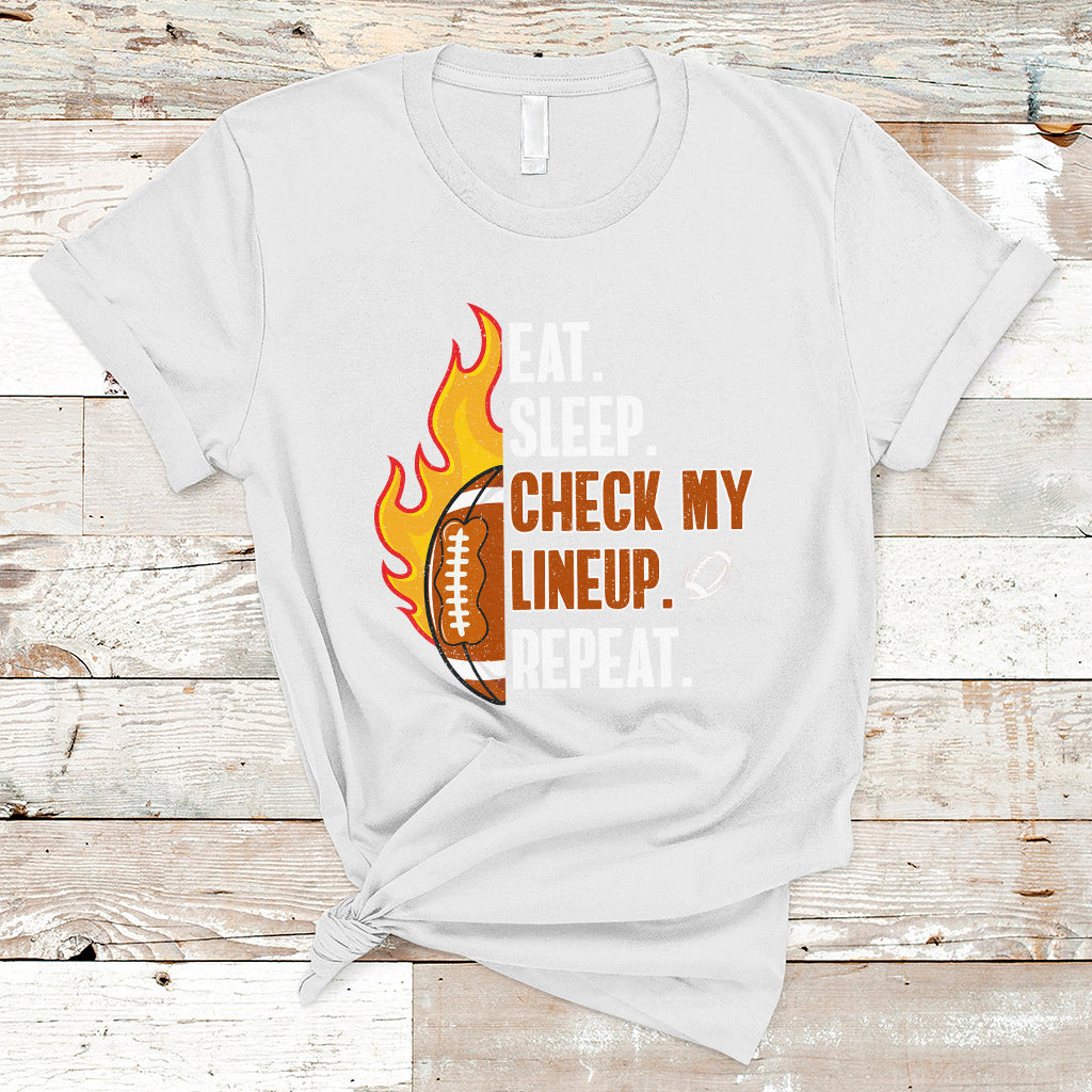 Fantasy Football T Shirt Eat Sleep Check My Lineup Repeat Player - Wonder Print Shop