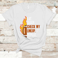 Fantasy Football T Shirt Eat Sleep Check My Lineup Repeat Player - Wonder Print Shop