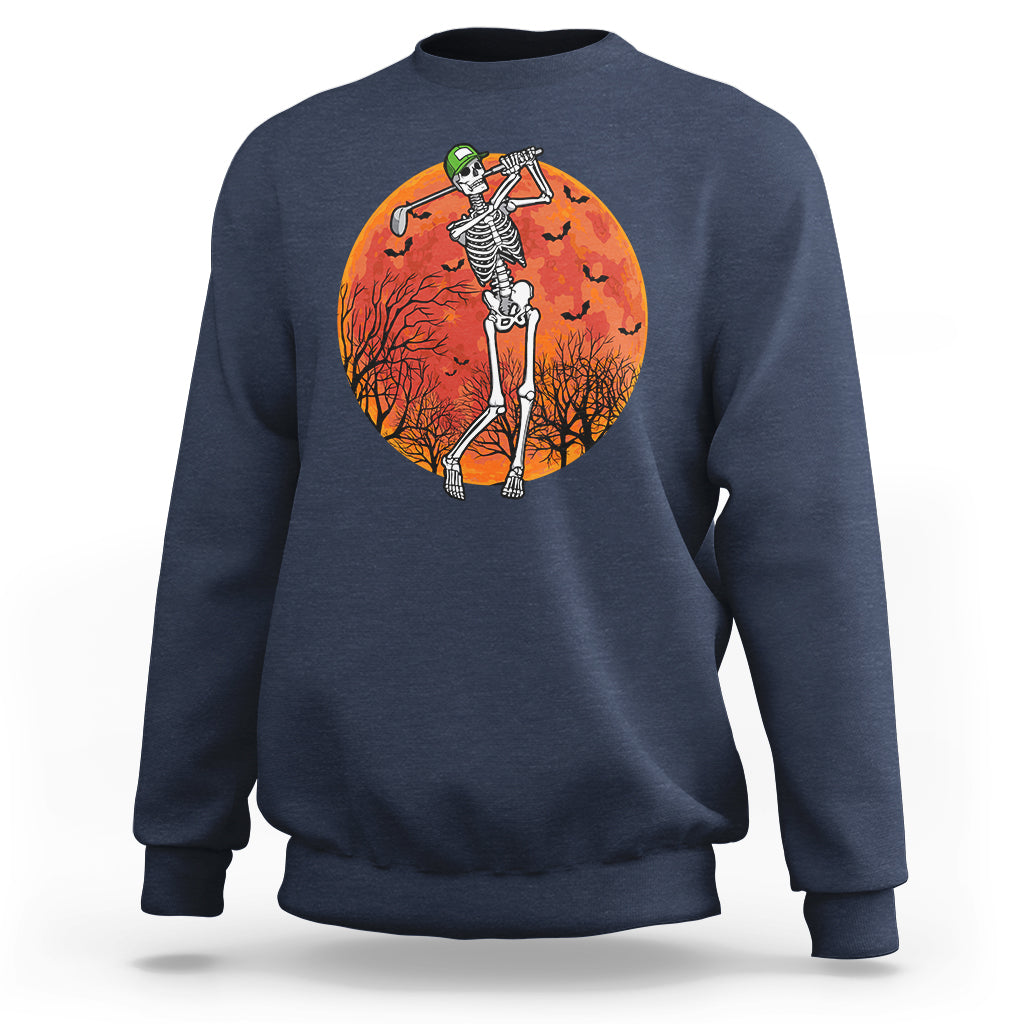Golfing Skeleton Sweatshirt Funny Golf Skeleton Golf Lover Golfer Halloween Costume - Wonder Print Shop