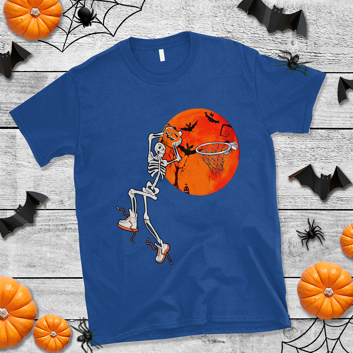 Basketball Skeleton T Shirt Halloween Basketball Lover Scary Night - Wonder Print Shop