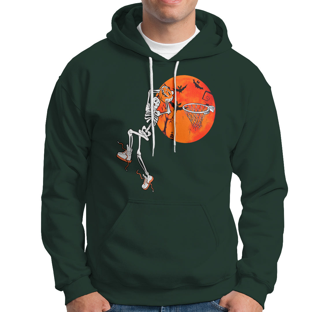 Basketball Skeleton Hoodie Halloween Basketball Lover Scary Night - Wonder Print Shop