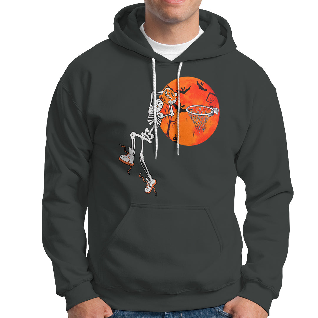 Basketball Skeleton Hoodie Halloween Basketball Lover Scary Night - Wonder Print Shop