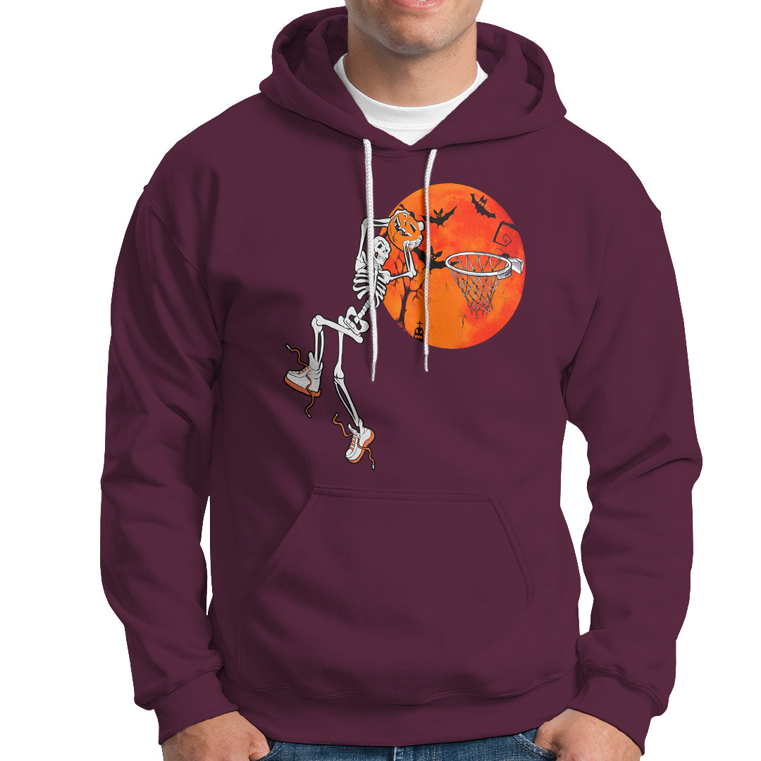 Basketball Skeleton Hoodie Halloween Basketball Lover Scary Night - Wonder Print Shop