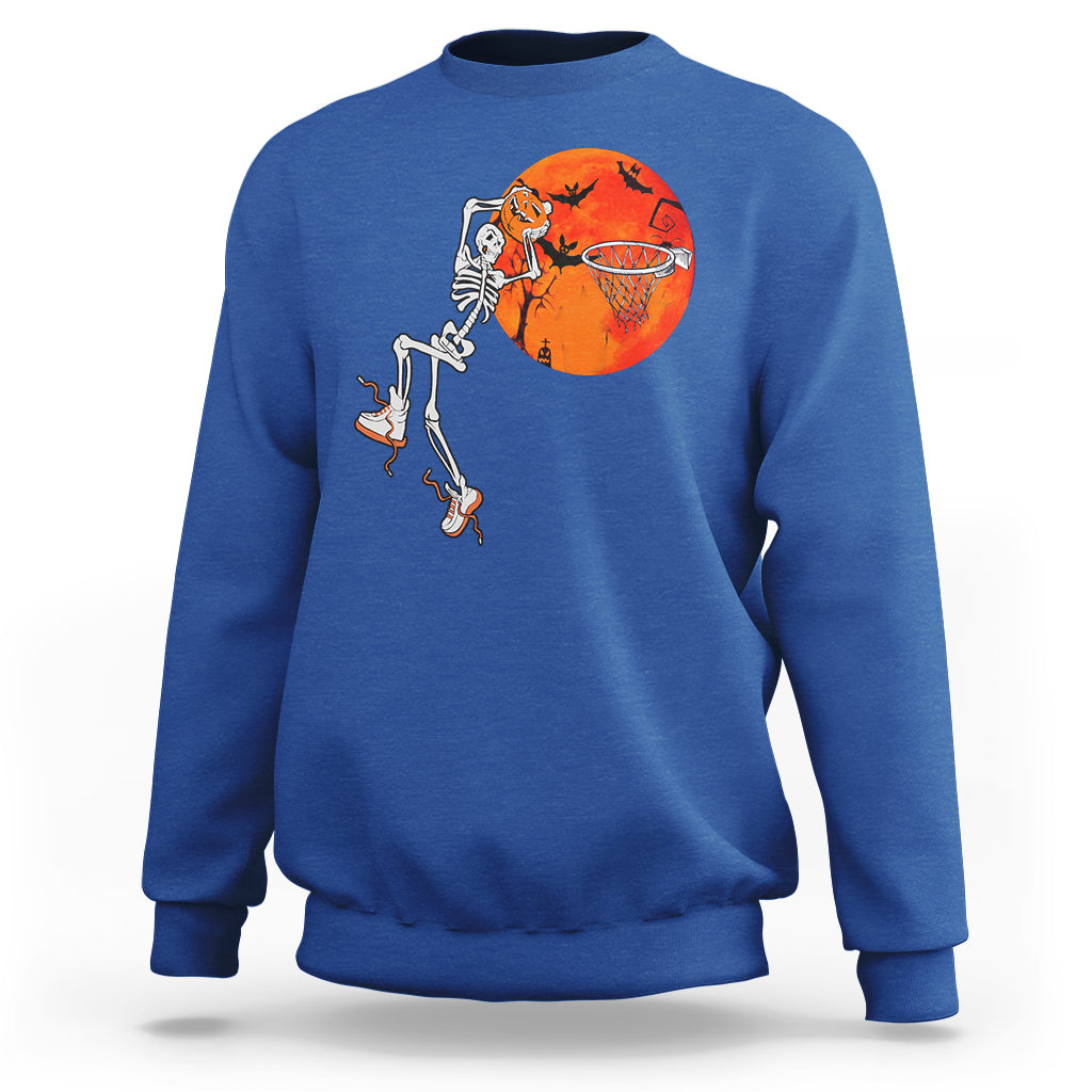 Basketball Skeleton Sweatshirt Halloween Basketball Lover Scary Night - Wonder Print Shop