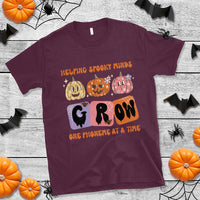 Halloween Reading T Shirt Helping Spooky Minds Grow One Phoneme Dyslexia Pumpkin - Wonder Print Shop