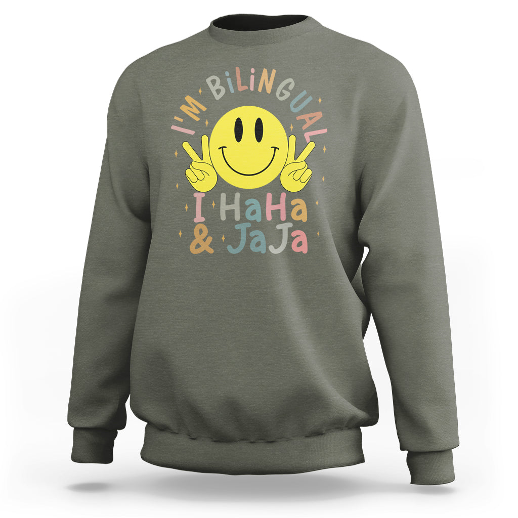 Funny Bilingual Sweatshirt Spanish Teacher Maestra I'm BilingualI Haha and Jaja Hispanic Heritage Month - Wonder Print Shop