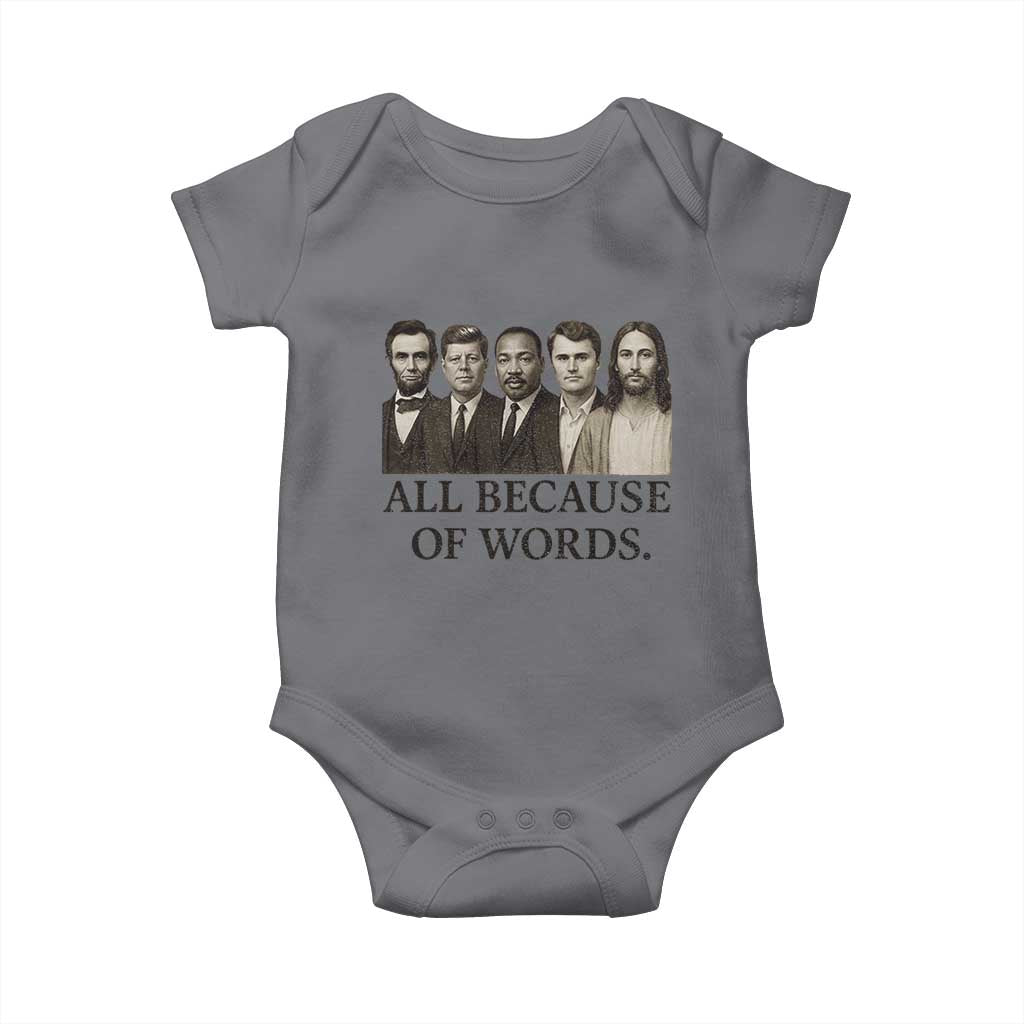 All Because of Words Baby Onesie Tribute to Truth Tellers Freedom Defender - Wonder Print Shop