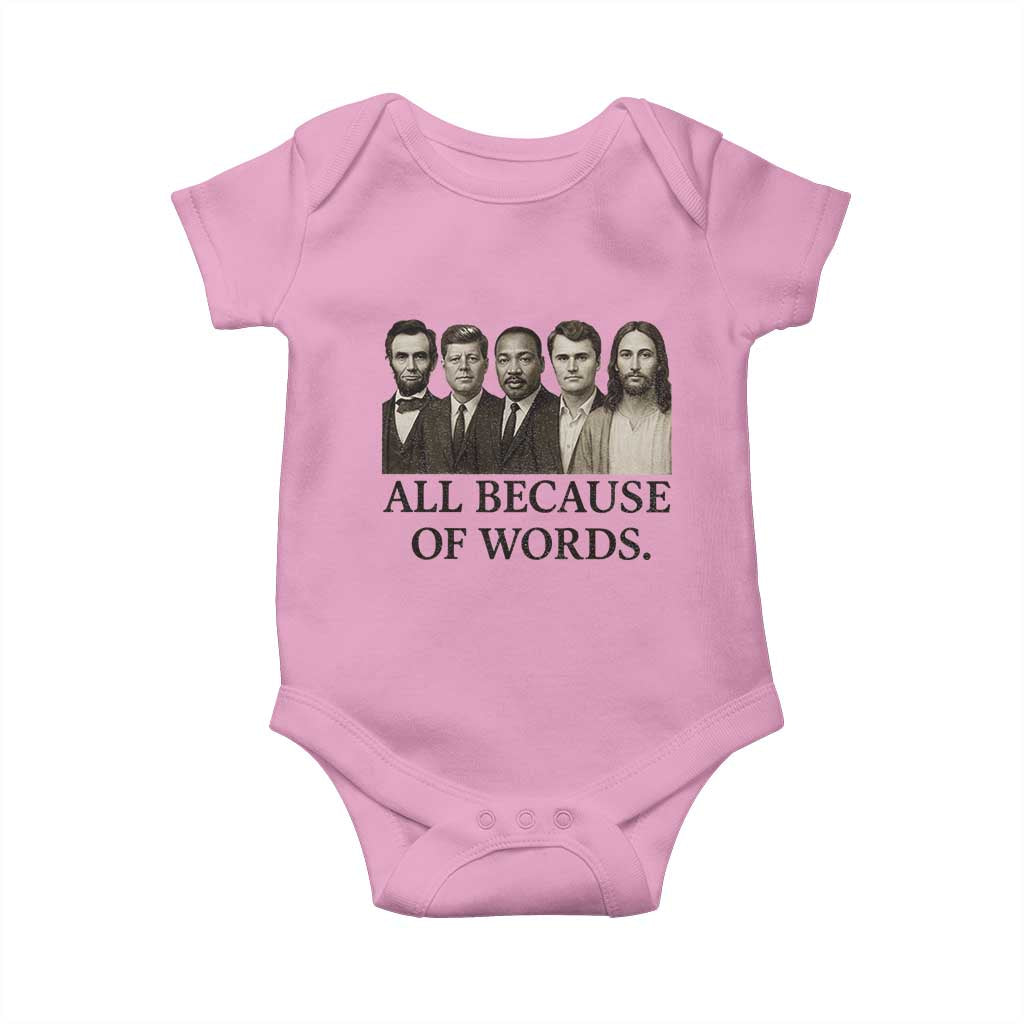 All Because of Words Baby Onesie Tribute to Truth Tellers Freedom Defender - Wonder Print Shop