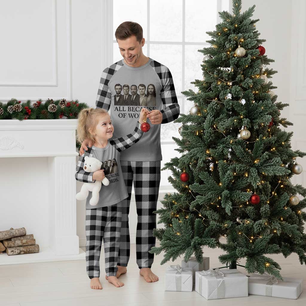 All Because of Words Plaid Pajama Set Tribute to Truth Tellers Freedom Defender - Wonder Print Shop