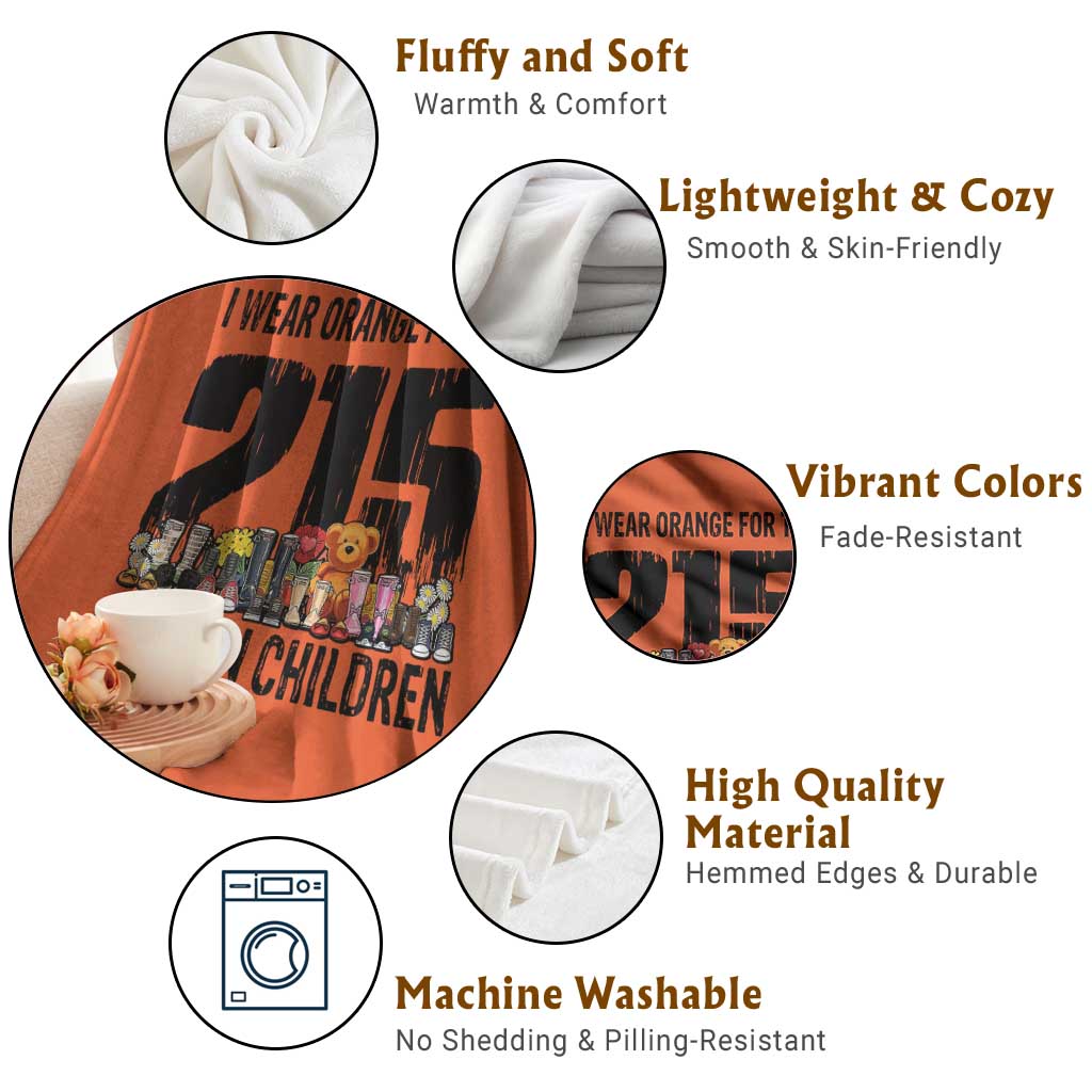 I Wear Orange For The 215 Stolen Children Throw Blanket Native Child Tribute 215 Memorial Awareness - Wonder Print Shop