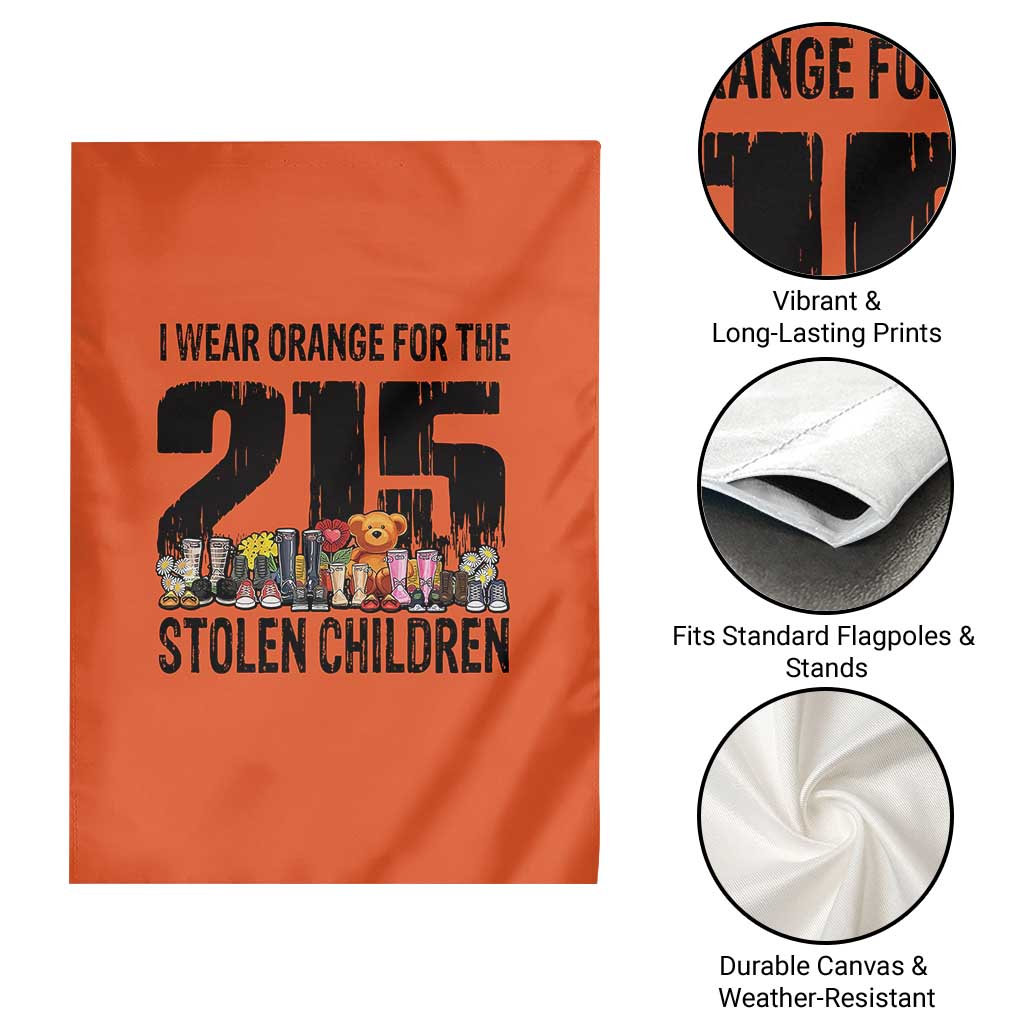 I Wear Orange For The 215 Stolen Children Garden Flag Native Child Tribute 215 Memorial Awareness - Wonder Print Shop