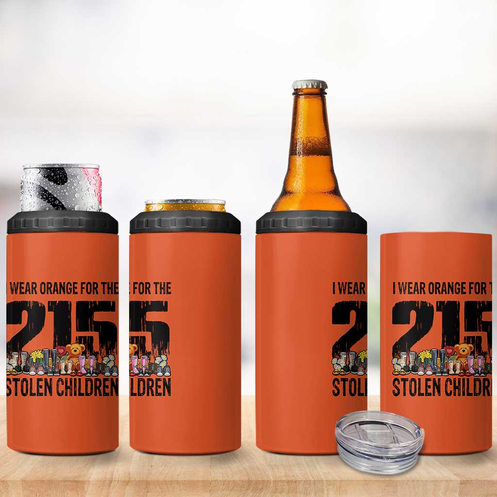 I Wear Orange For The 215 Stolen Children 4 in 1 Can Cooler Tumbler Native Child Tribute 215 Memorial Awareness - Wonder Print Shop