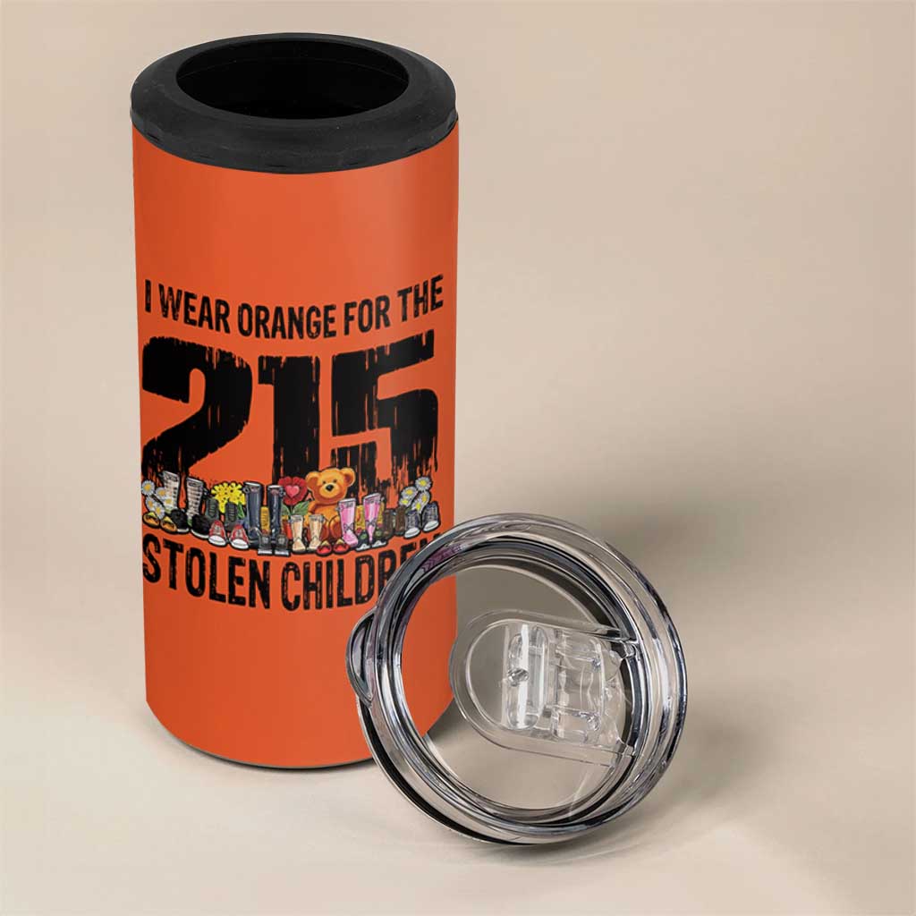 I Wear Orange For The 215 Stolen Children 4 in 1 Can Cooler Tumbler Native Child Tribute 215 Memorial Awareness - Wonder Print Shop