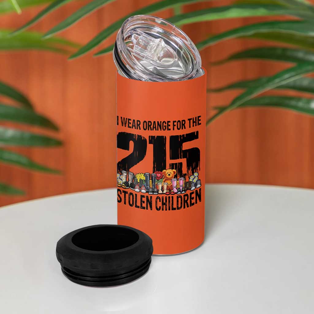 I Wear Orange For The 215 Stolen Children 4 in 1 Can Cooler Tumbler Native Child Tribute 215 Memorial Awareness - Wonder Print Shop