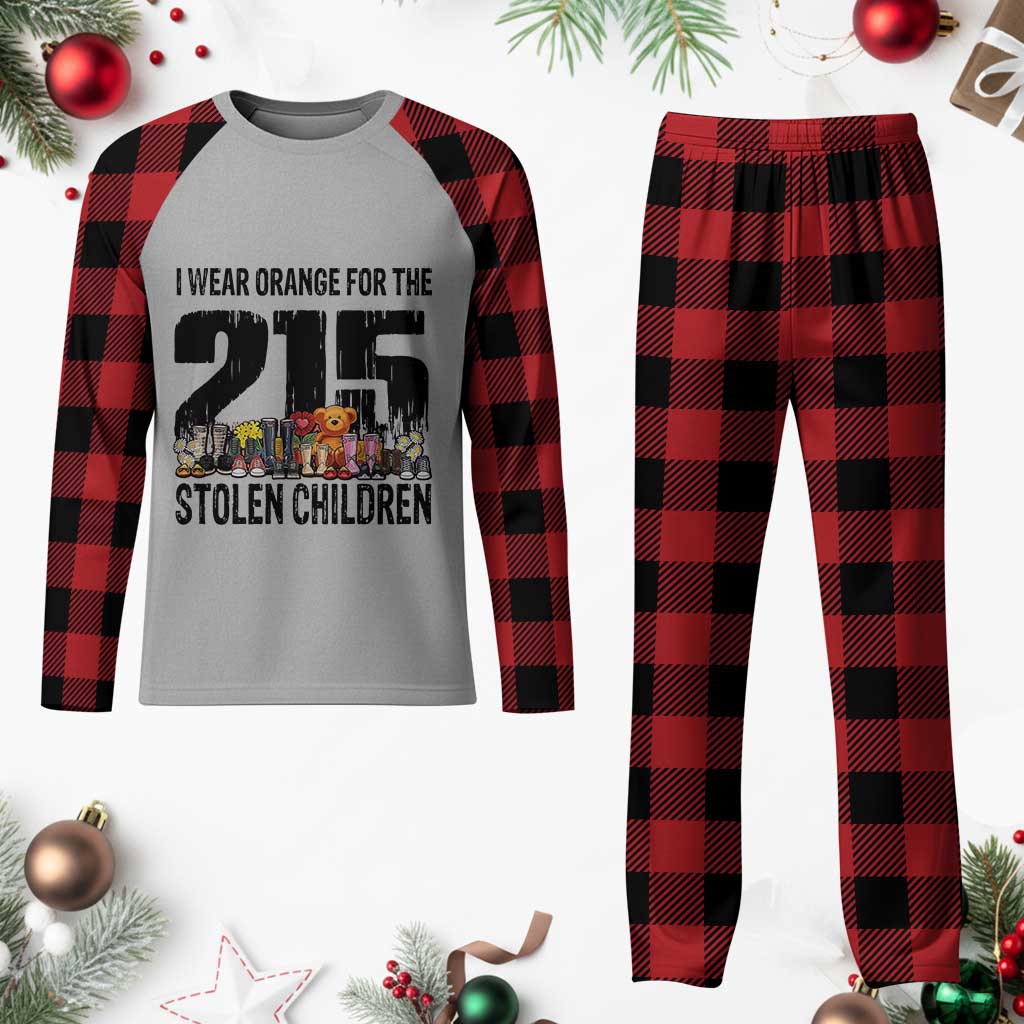 I Wear Orange For The 215 Stolen Children Plaid Pajama Set Native Child Tribute 215 Memorial Awareness - Wonder Print Shop