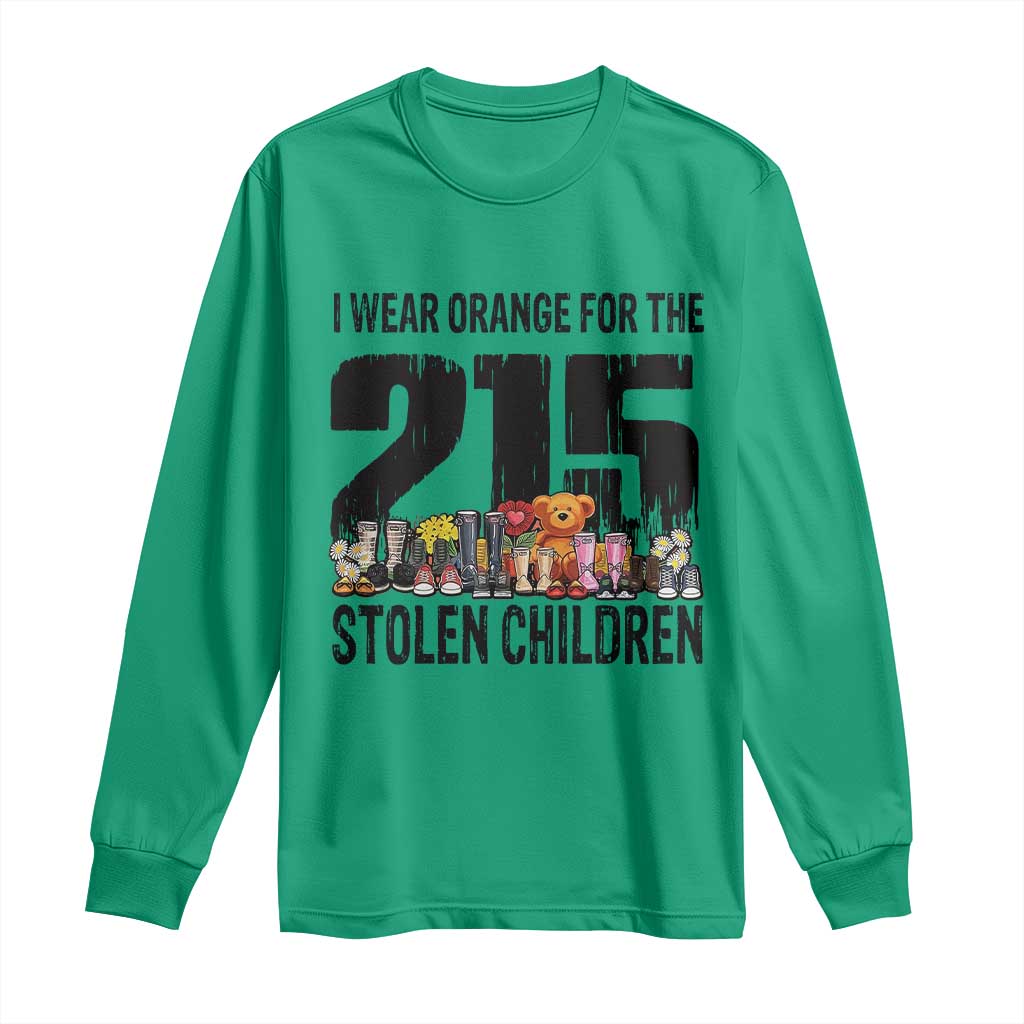 I Wear Orange For The 215 Stolen Children Long Sleeve Shirt Native Child Tribute 215 Memorial Awareness - Wonder Print Shop