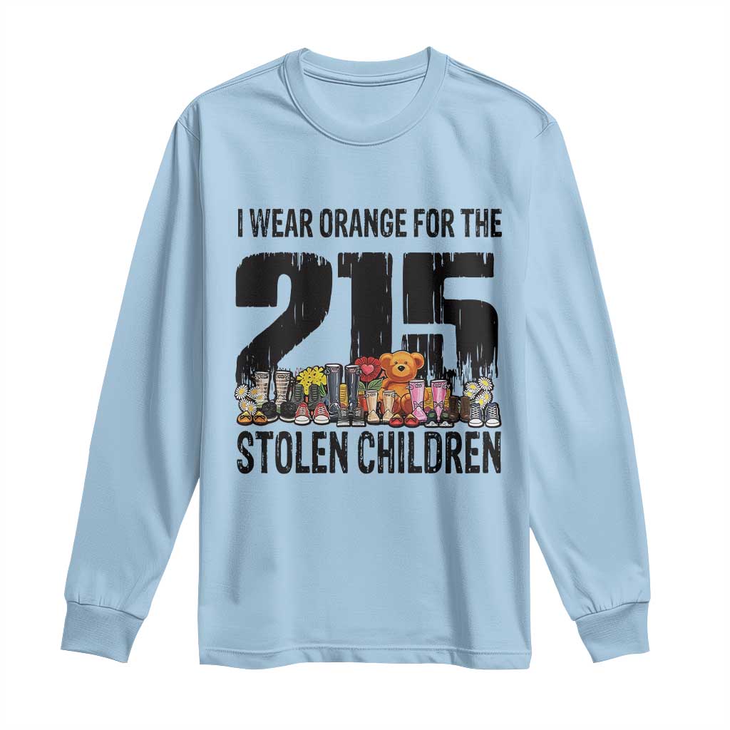 I Wear Orange For The 215 Stolen Children Long Sleeve Shirt Native Child Tribute 215 Memorial Awareness - Wonder Print Shop