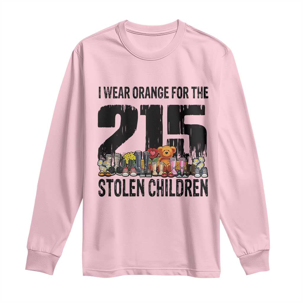I Wear Orange For The 215 Stolen Children Long Sleeve Shirt Native Child Tribute 215 Memorial Awareness - Wonder Print Shop