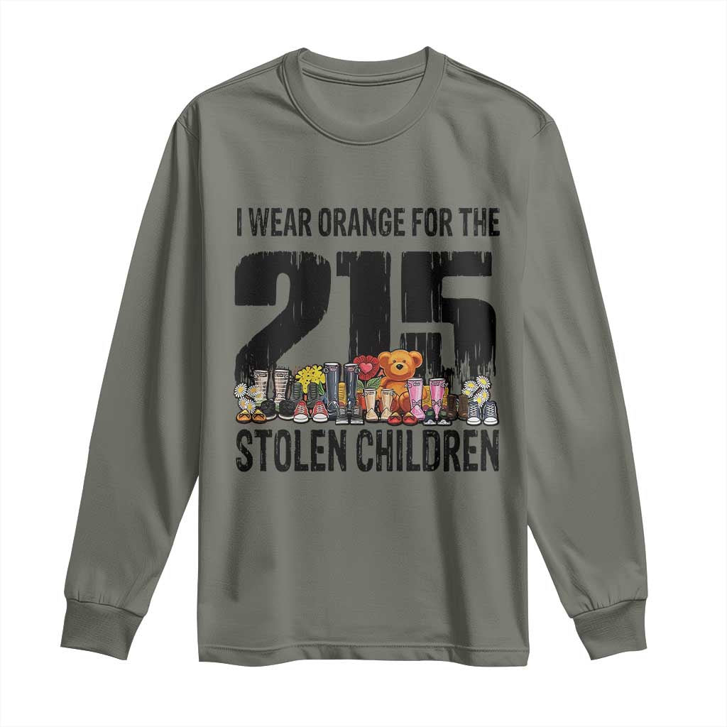 I Wear Orange For The 215 Stolen Children Long Sleeve Shirt Native Child Tribute 215 Memorial Awareness - Wonder Print Shop