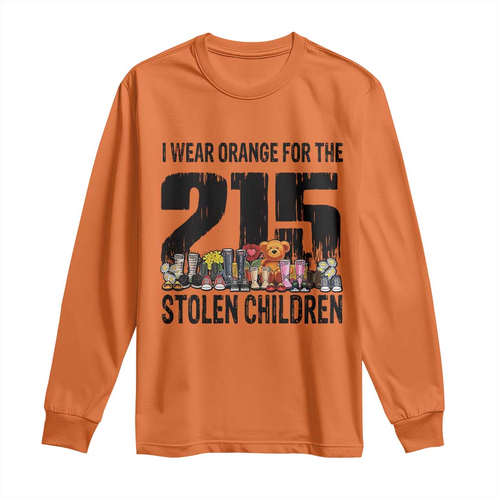 I Wear Orange For The 215 Stolen Children Long Sleeve Shirt Native Child Tribute 215 Memorial Awareness - Wonder Print Shop