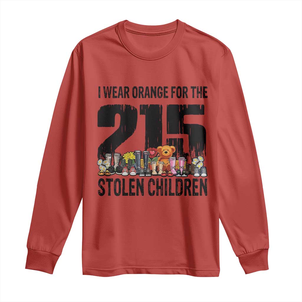 I Wear Orange For The 215 Stolen Children Long Sleeve Shirt Native Child Tribute 215 Memorial Awareness - Wonder Print Shop