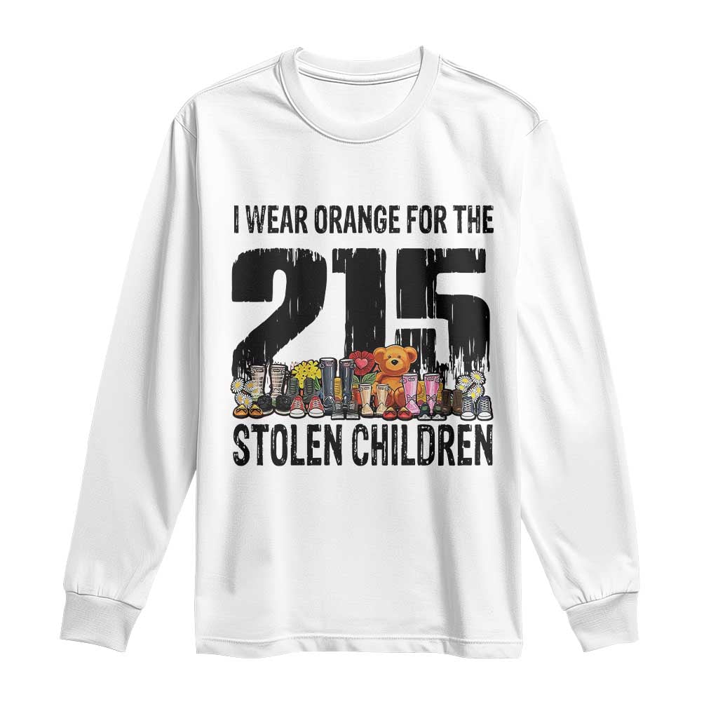 I Wear Orange For The 215 Stolen Children Long Sleeve Shirt Native Child Tribute 215 Memorial Awareness - Wonder Print Shop