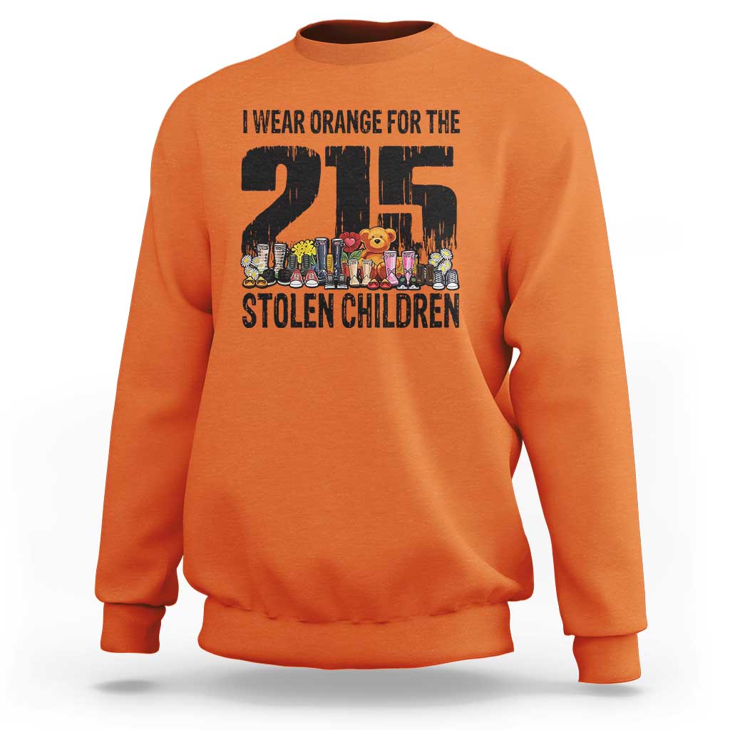 I Wear Orange For The 215 Stolen Children Sweatshirt Native Child Tribute 215 Memorial Awareness - Wonder Print Shop