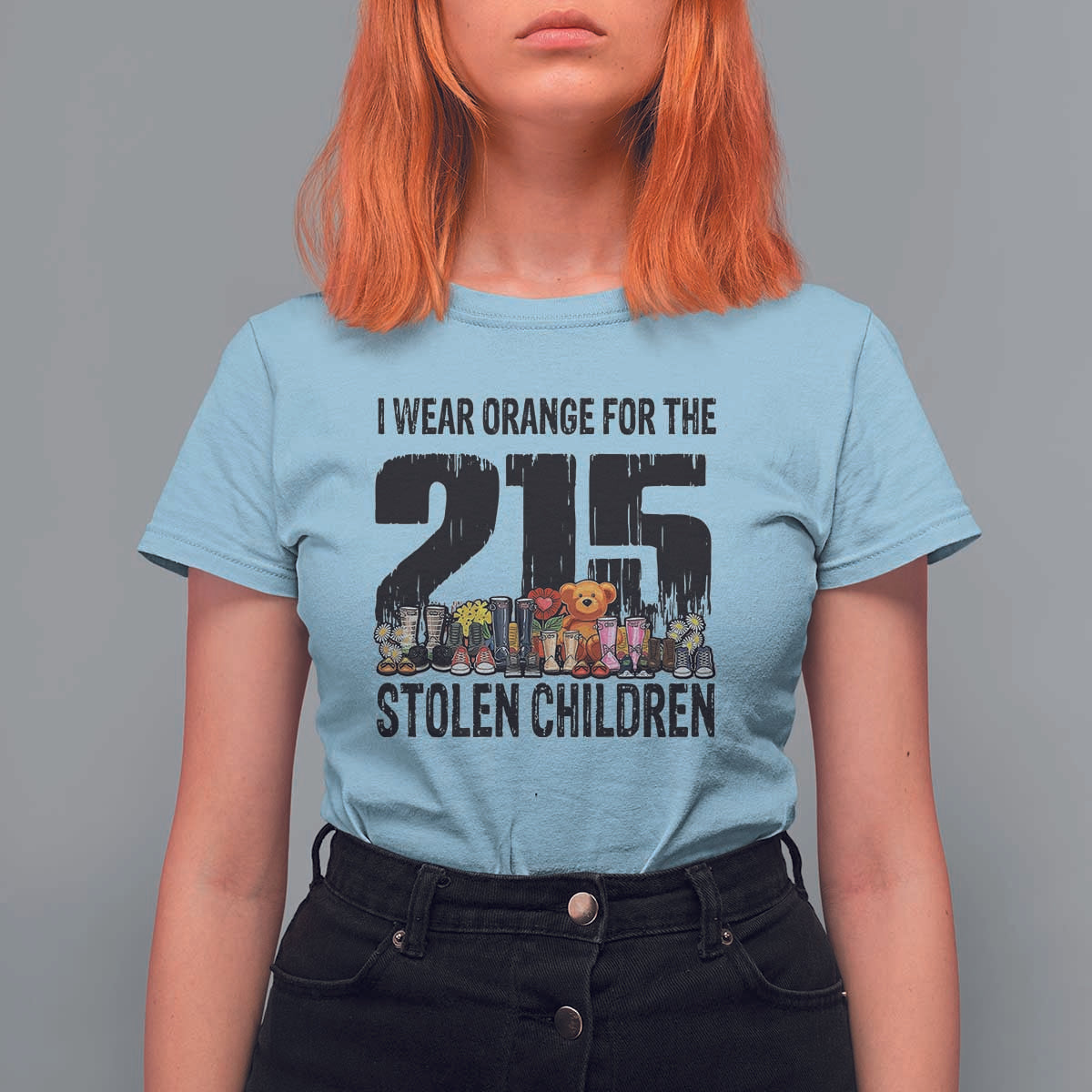 I Wear Orange For The 215 Stolen Children T Shirt For Women Native Child Tribute 215 Memorial Awareness - Wonder Print Shop
