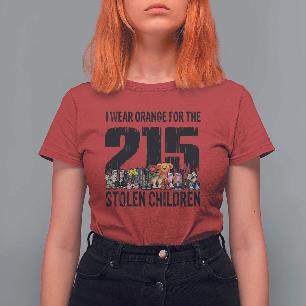 I Wear Orange For The 215 Stolen Children T Shirt For Women Native Child Tribute 215 Memorial Awareness - Wonder Print Shop