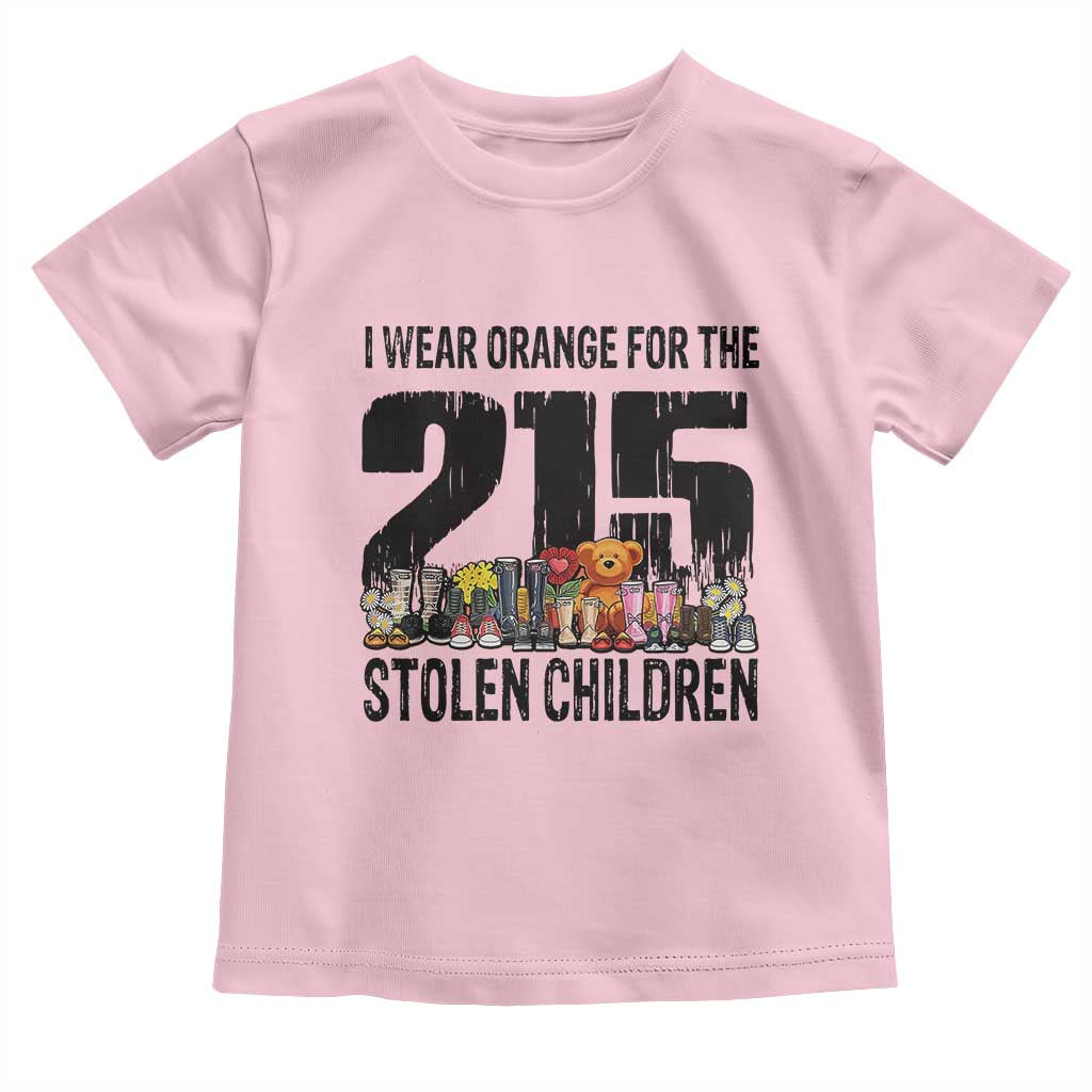 I Wear Orange For The 215 Stolen Children Toddler T Shirt Native Child Tribute 215 Memorial Awareness - Wonder Print Shop
