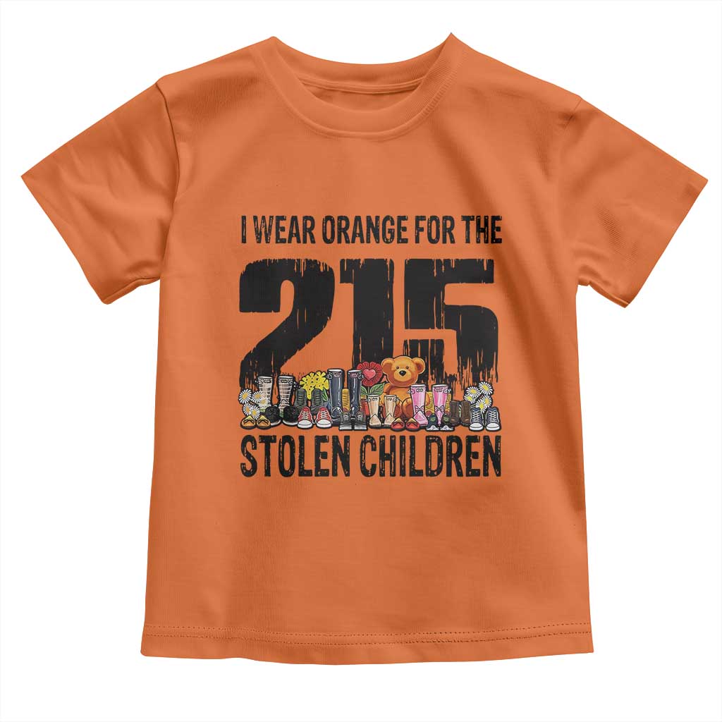 I Wear Orange For The 215 Stolen Children Toddler T Shirt Native Child Tribute 215 Memorial Awareness - Wonder Print Shop