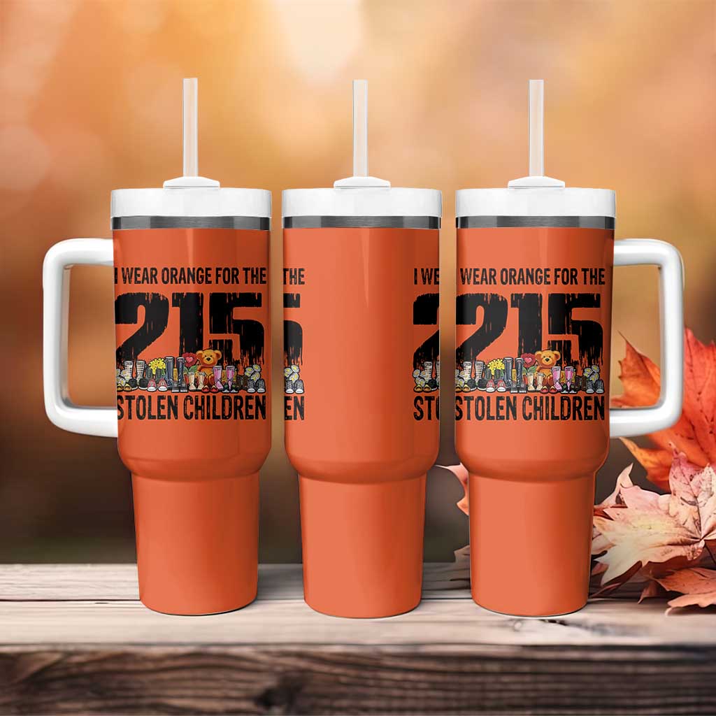 I Wear Orange For The 215 Stolen Children Tumbler With Handle Native Child Tribute 215 Memorial Awareness - Wonder Print Shop