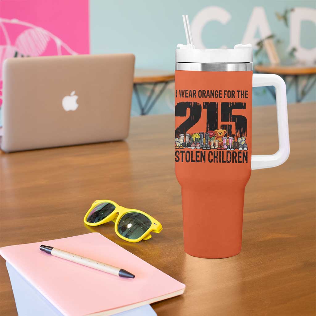 I Wear Orange For The 215 Stolen Children Tumbler With Handle Native Child Tribute 215 Memorial Awareness - Wonder Print Shop