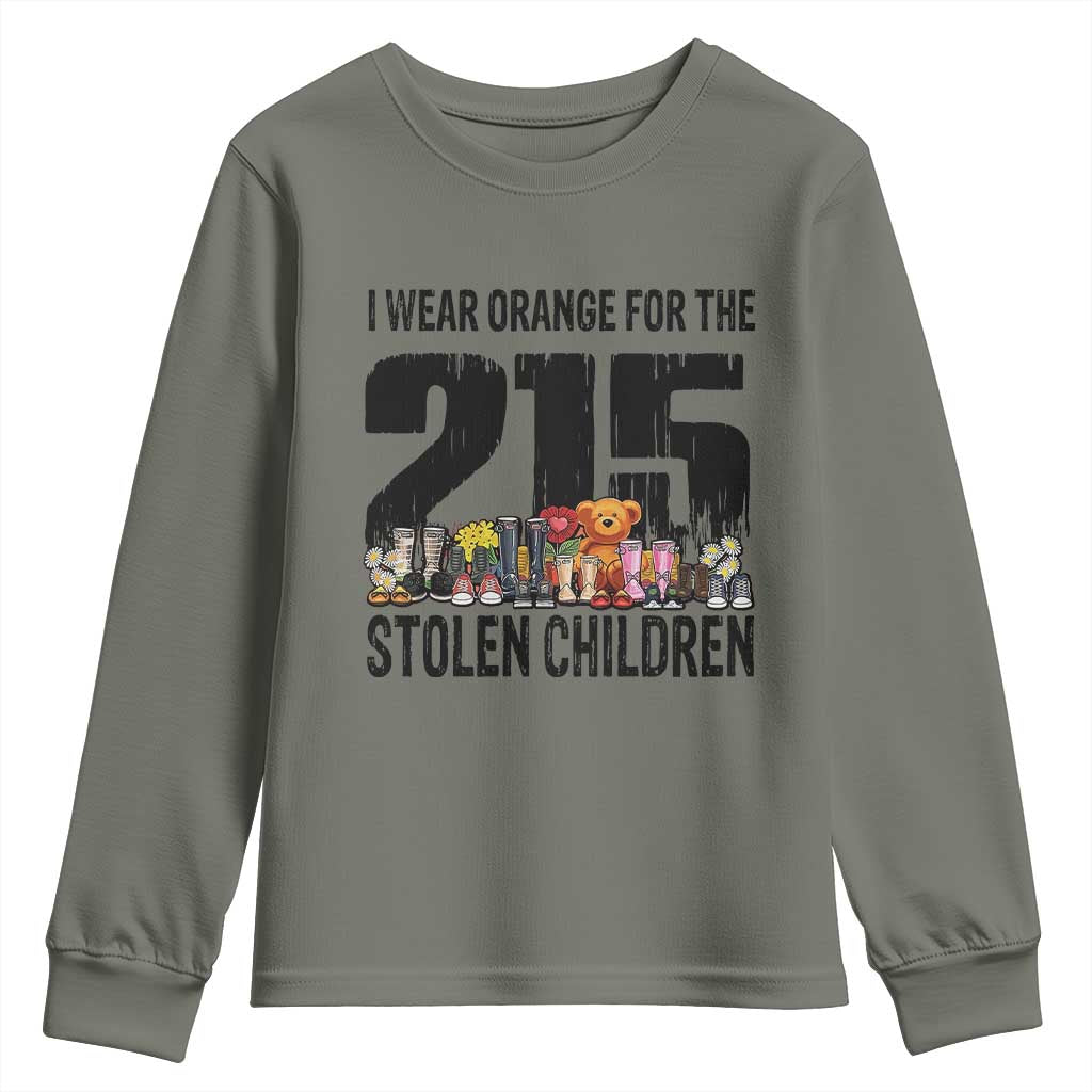 I Wear Orange For The 215 Stolen Children Youth Sweatshirt Native Child Tribute 215 Memorial Awareness - Wonder Print Shop