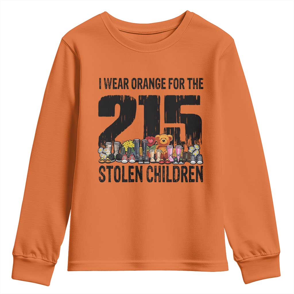 I Wear Orange For The 215 Stolen Children Youth Sweatshirt Native Child Tribute 215 Memorial Awareness - Wonder Print Shop