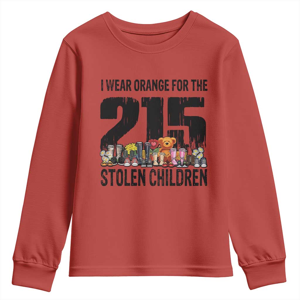 I Wear Orange For The 215 Stolen Children Youth Sweatshirt Native Child Tribute 215 Memorial Awareness - Wonder Print Shop