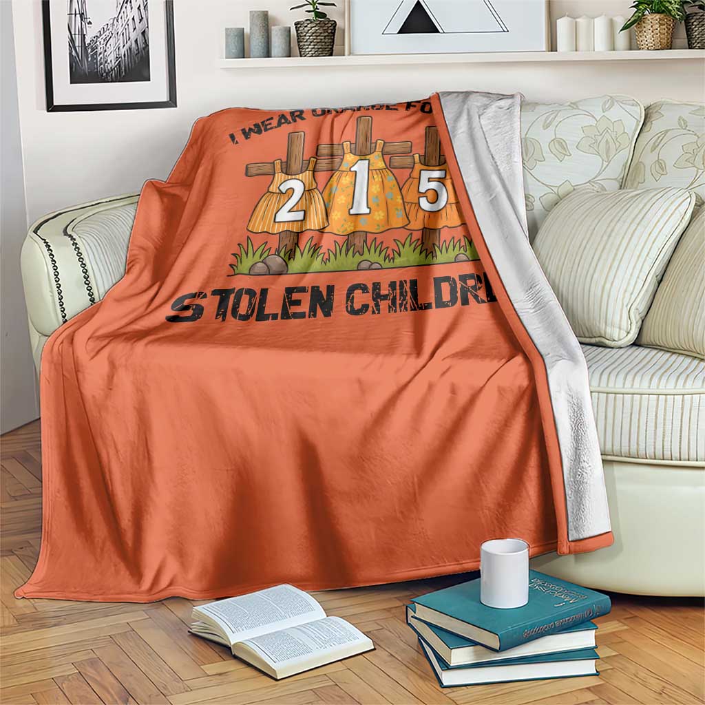 Orange Shirt Day Throw Blanket I Wear Orange For The 215 Stolen Children - Wonder Print Shop