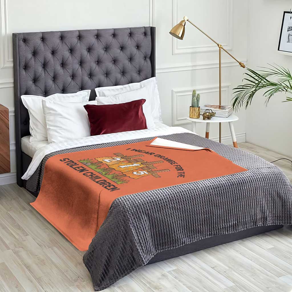 Orange Shirt Day Throw Blanket I Wear Orange For The 215 Stolen Children - Wonder Print Shop