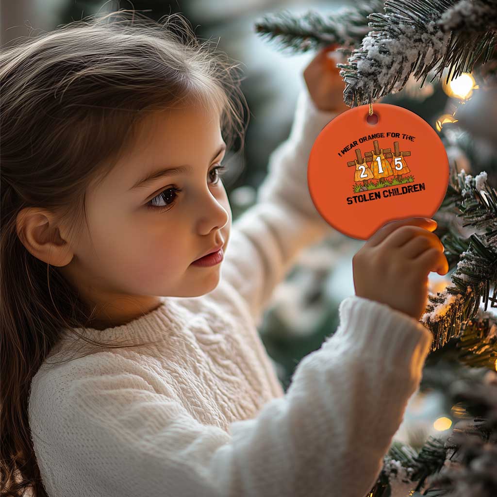 Orange Shirt Day Christmas Ceramic Ornament I Wear Orange For The 215 Stolen Children - Wonder Print Shop