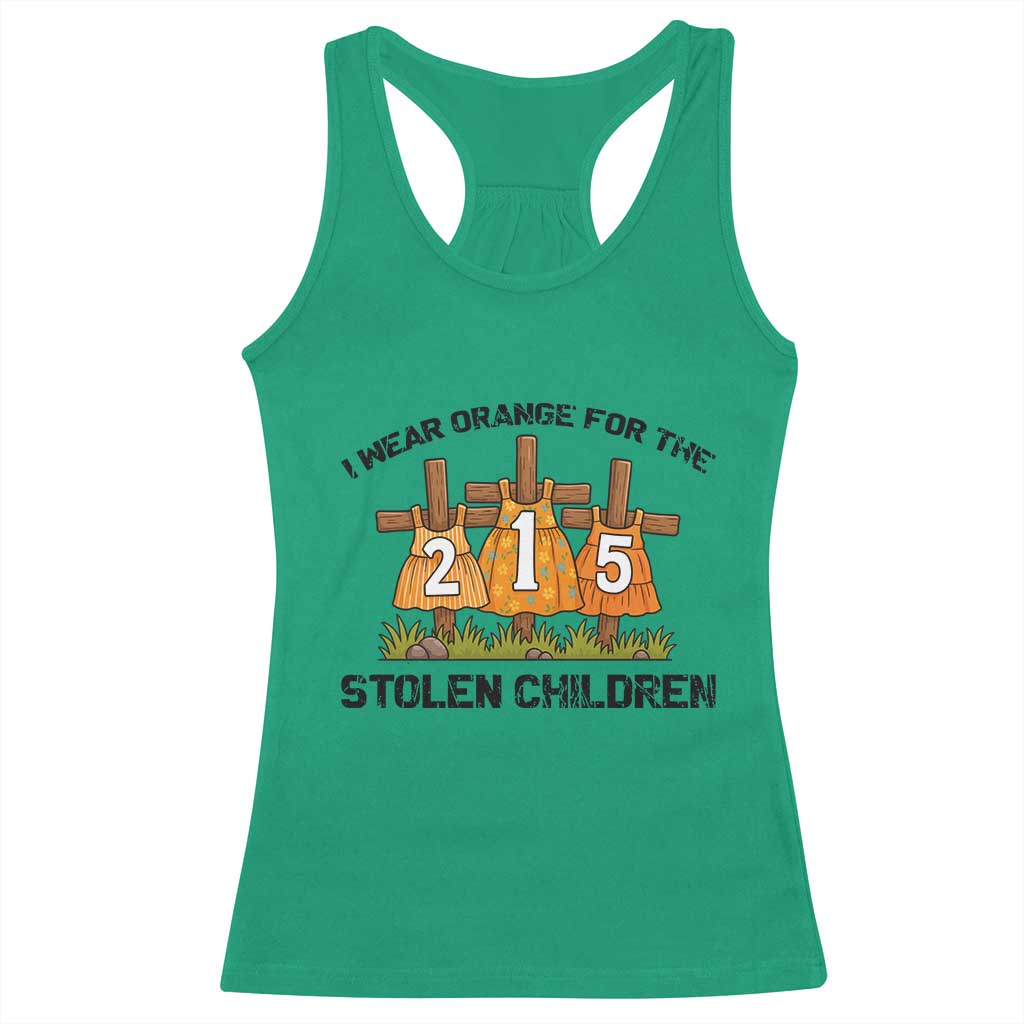Orange Shirt Day Racerback Tank Top I Wear Orange For The 215 Stolen Children - Wonder Print Shop