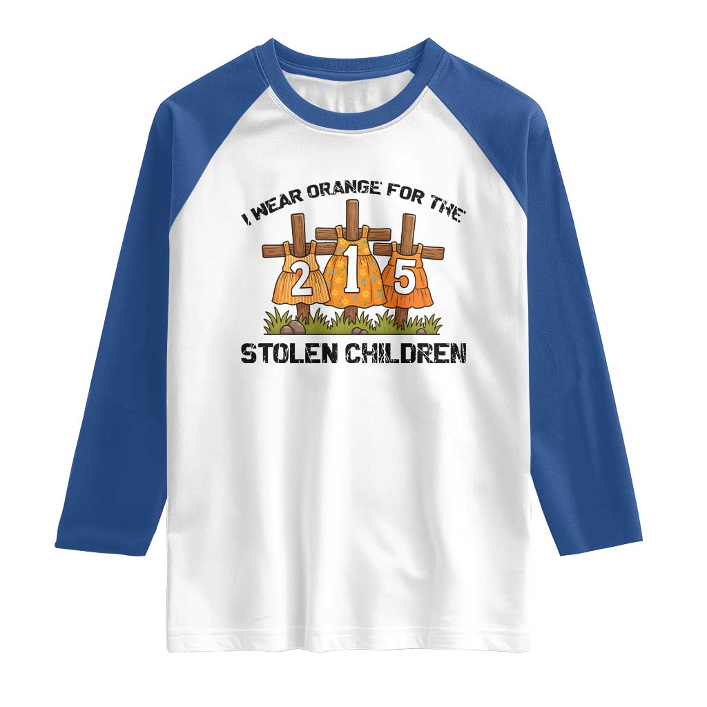 Orange Shirt Day Raglan Shirt I Wear Orange For The 215 Stolen Children - Wonder Print Shop