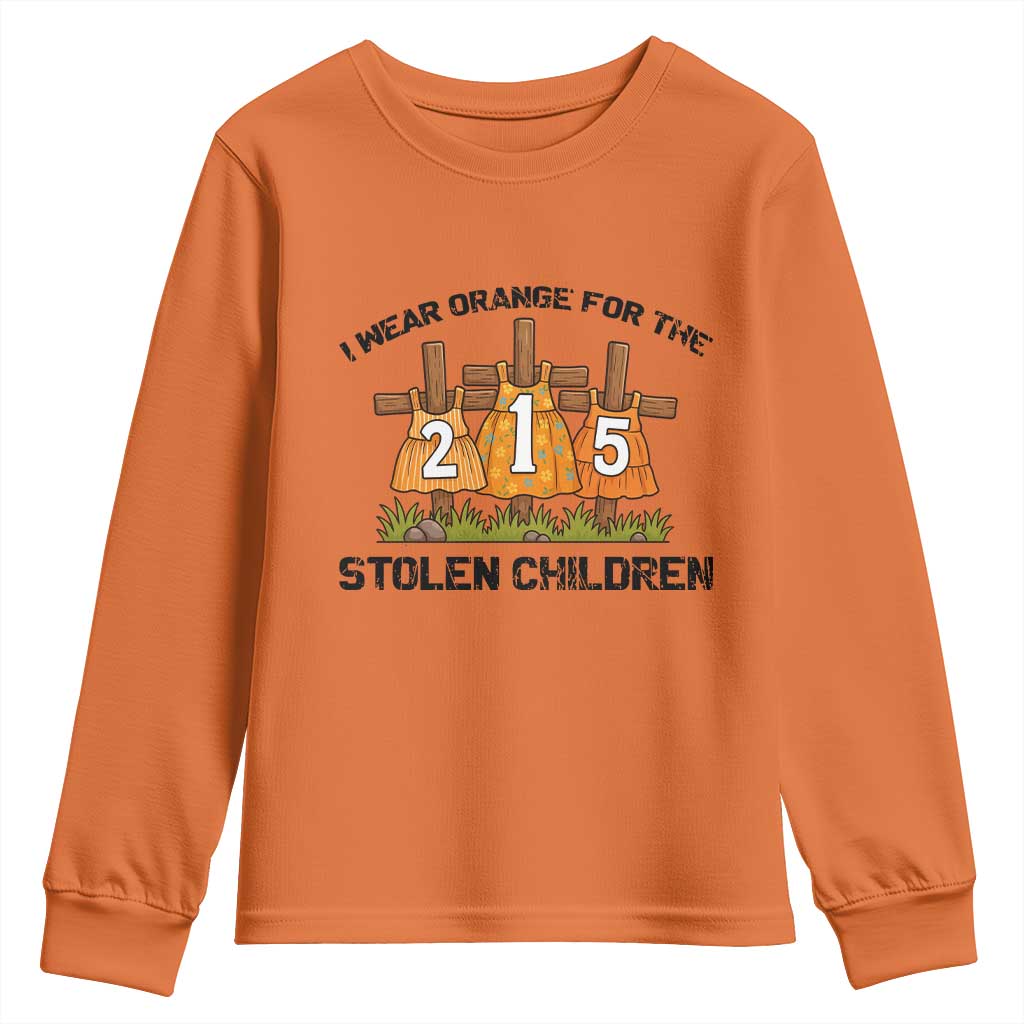 Orange Shirt Day Youth Sweatshirt I Wear Orange For The 215 Stolen Children - Wonder Print Shop