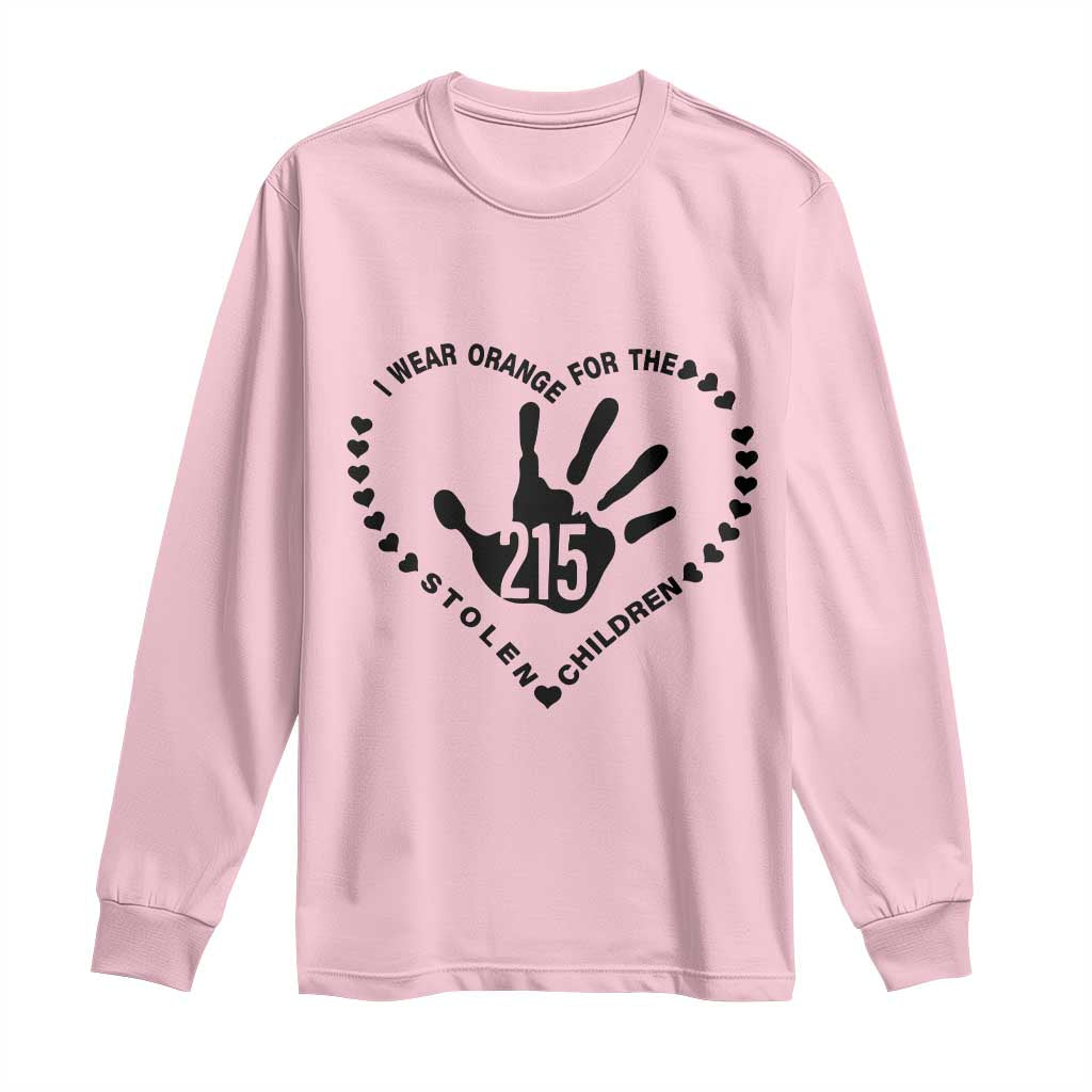 Orange Shirt Day Long Sleeve Shirt I Wear Orange For The Stolen Children 215 Memorial Tribute - Wonder Print Shop