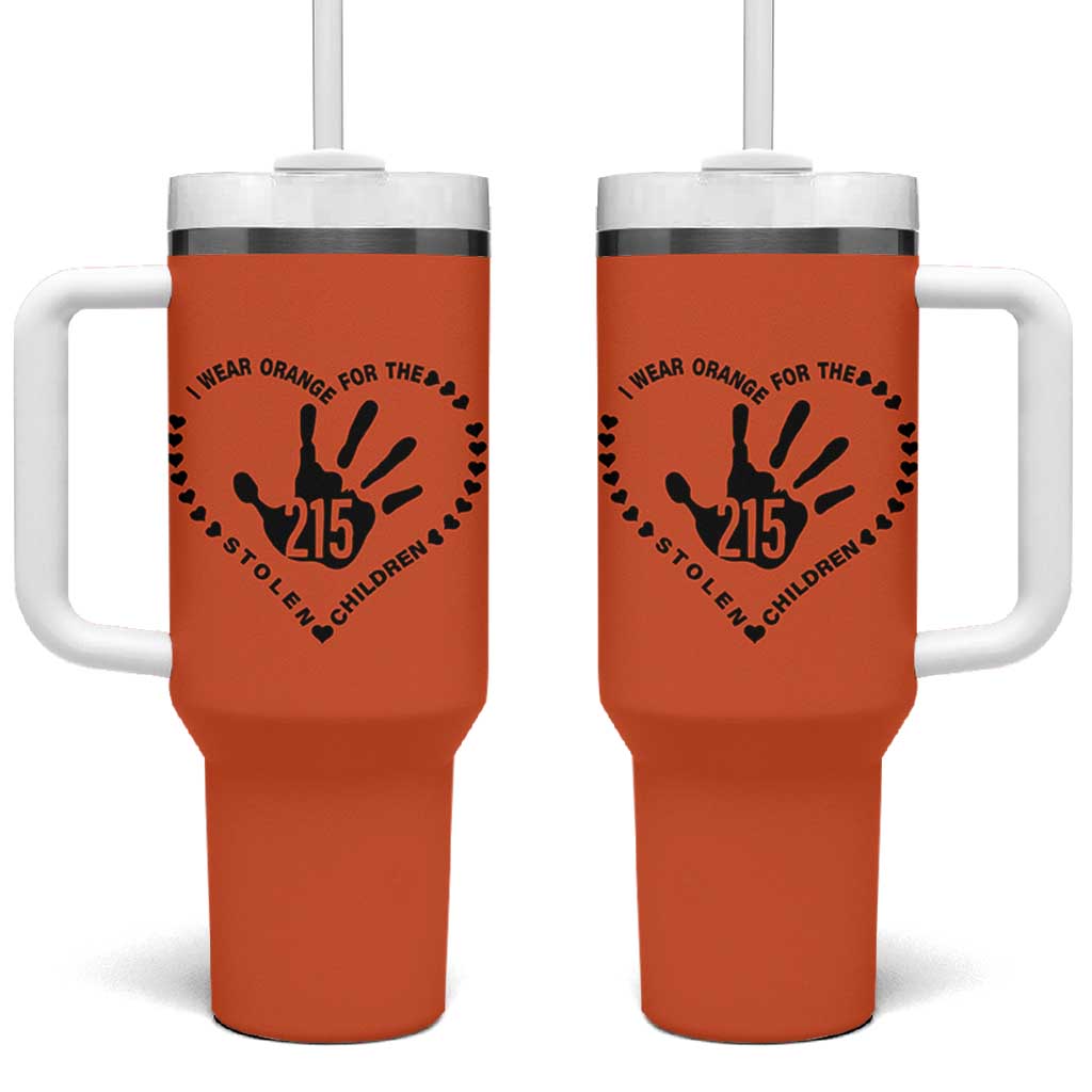Orange Shirt Day Tumbler With Handle I Wear Orange For The Stolen Children 215 Memorial Tribute - Wonder Print Shop