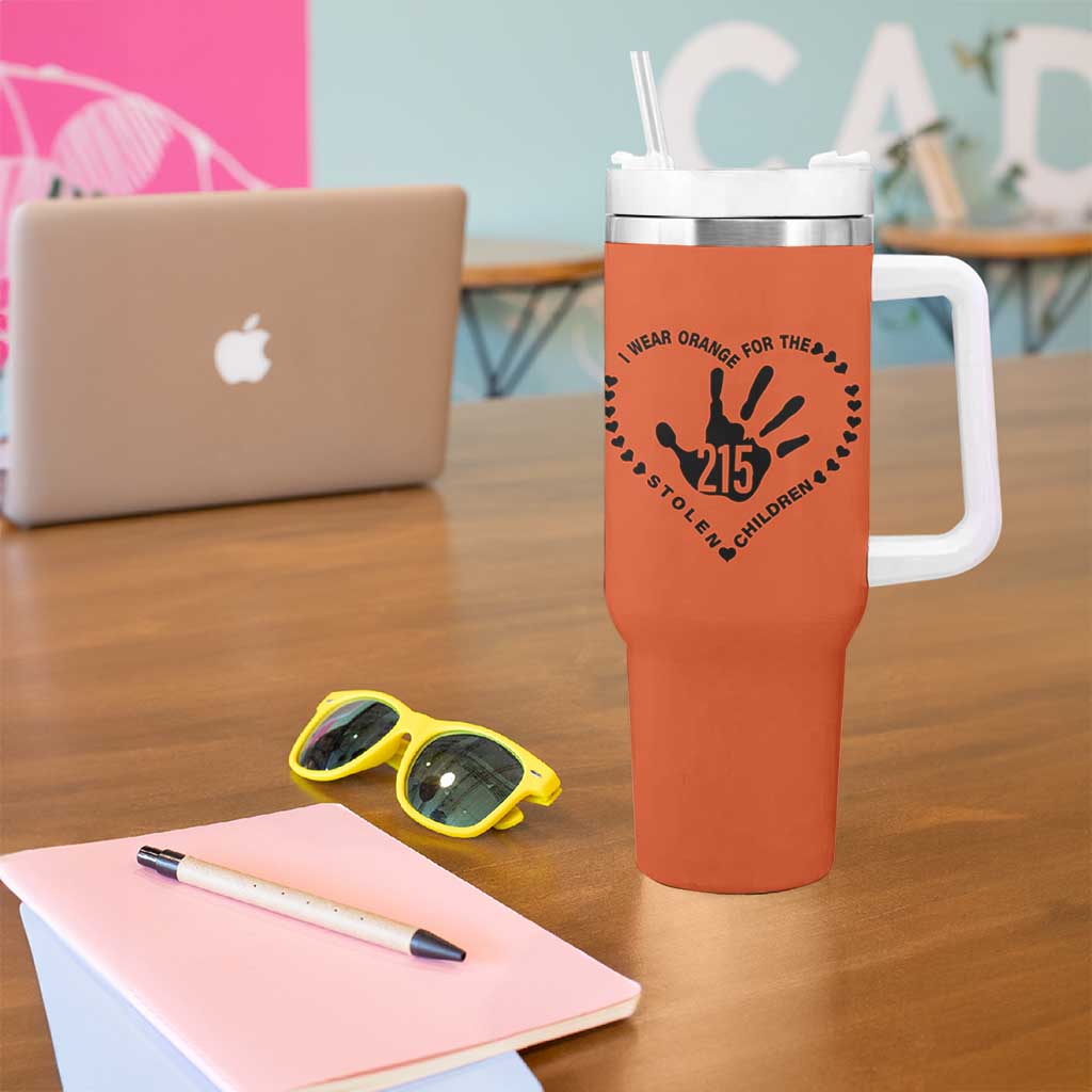 Orange Shirt Day Tumbler With Handle I Wear Orange For The Stolen Children 215 Memorial Tribute - Wonder Print Shop